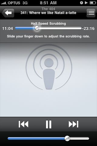 Adjustable scrubbing speed for podcasts - iPhone Software 3.0